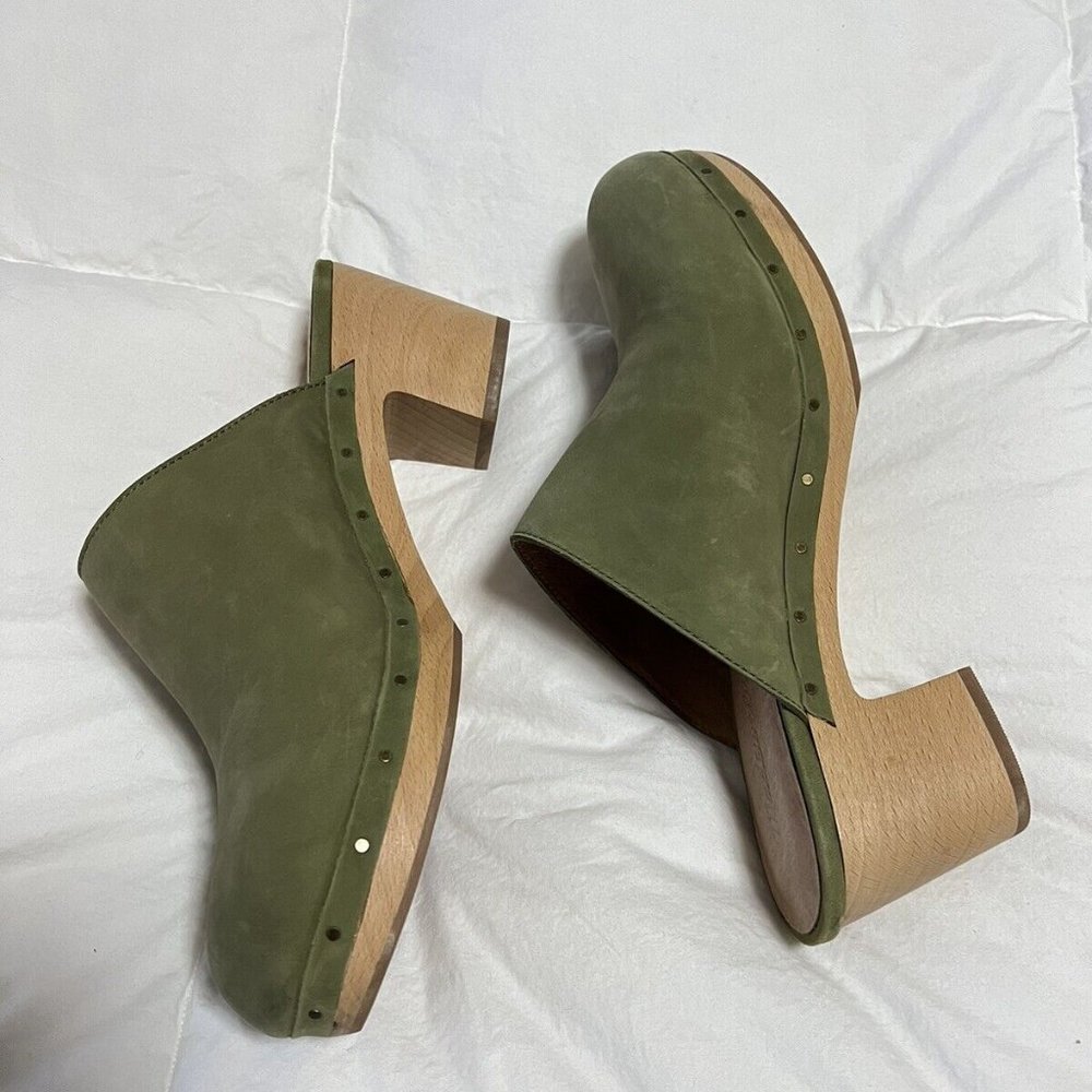 Women's Madewell The Ayanna Clog Green Suede Size 9.5.